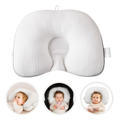 Portable Baby Travel Pillow,Adjustable Neck Infant Head Pillow,Support for Carseat,Soft and Breathable Ergonomic Design,White