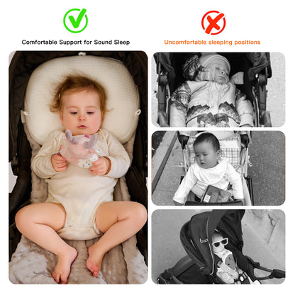 Portable Baby Travel Pillow,Adjustable Neck Infant Head Pillow,Support for Carseat,Soft and Breathable Ergonomic Design,White