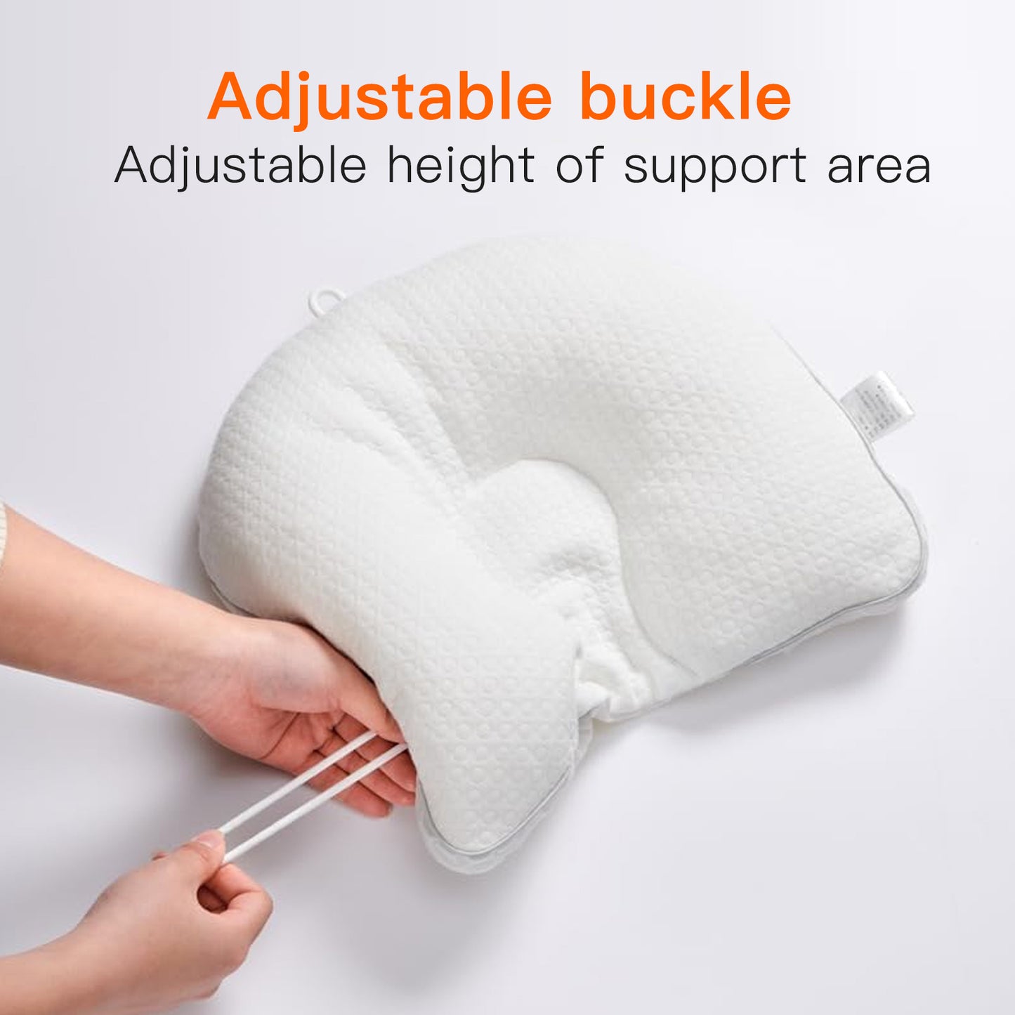 Portable Baby Travel Pillow,Adjustable Neck Infant Head Pillow,Support for Carseat,Soft and Breathable Ergonomic Design,White