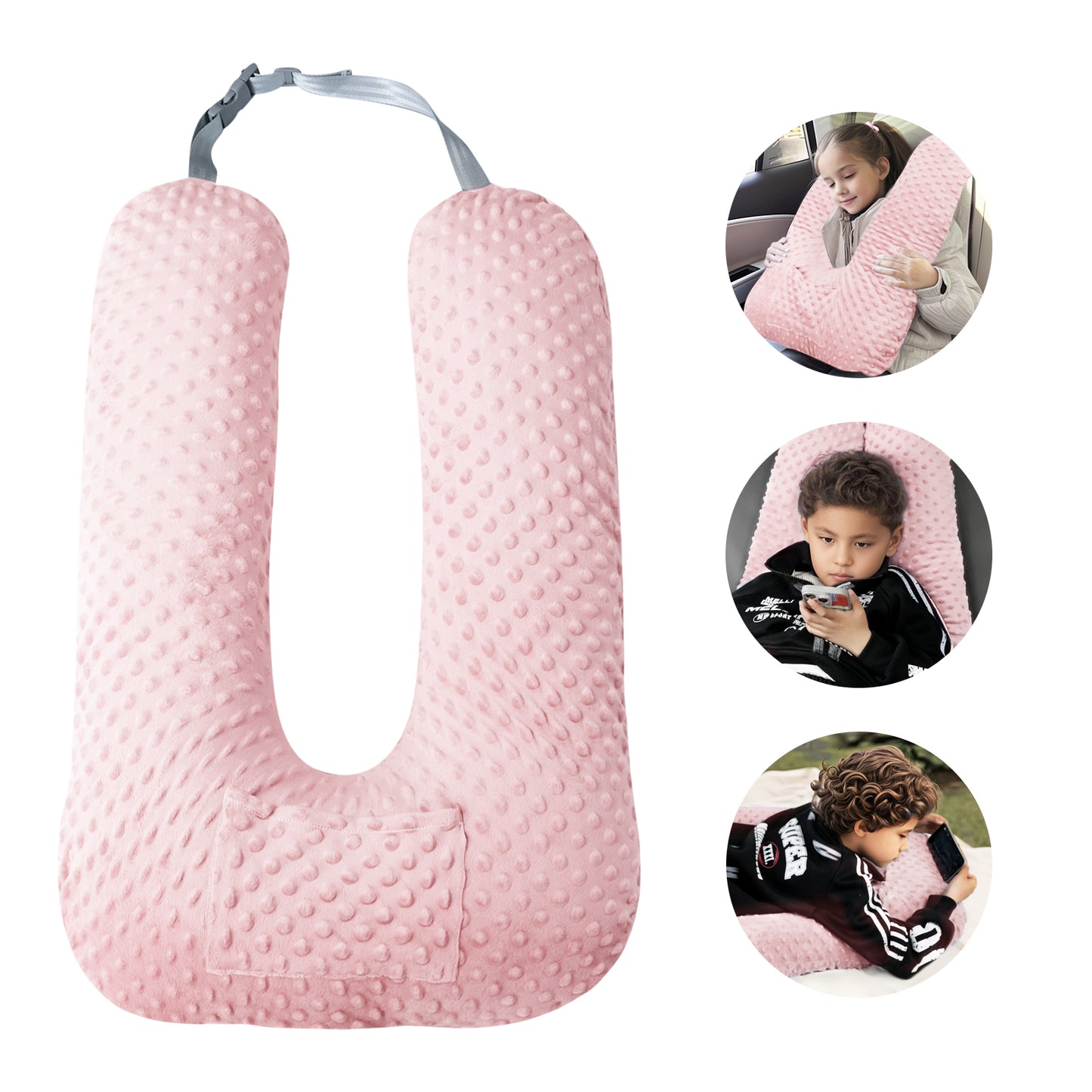 Car Seat Pillow and Travel Body Pillow,Neck Pillow for Kids and Adults,Removable and Washable Car Headrest Pillow,Road Trip Essentials