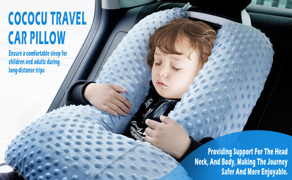 Car Seat Pillow and Travel Body Pillow,Neck Pillow for Kids and Adults,Removable and Washable Car Headrest Pillow,Road Trip Essentials