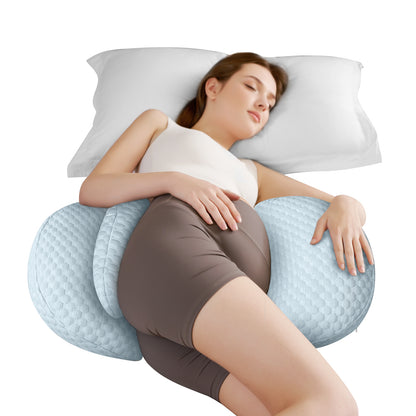 Regnancy Pillow – W Shaped Maternity Support for Side Sleepers, Adjustable Travel Wedge Pillow for Back, Belly, and Hip Relief, Ideal for Pregnant Women