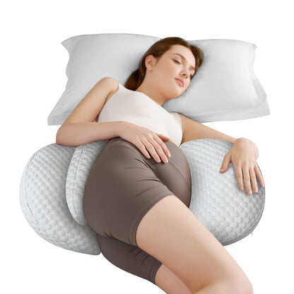 Regnancy Pillow – W Shaped Maternity Support for Side Sleepers, Adjustable Travel Wedge Pillow for Back, Belly, and Hip Relief, Ideal for Pregnant Women