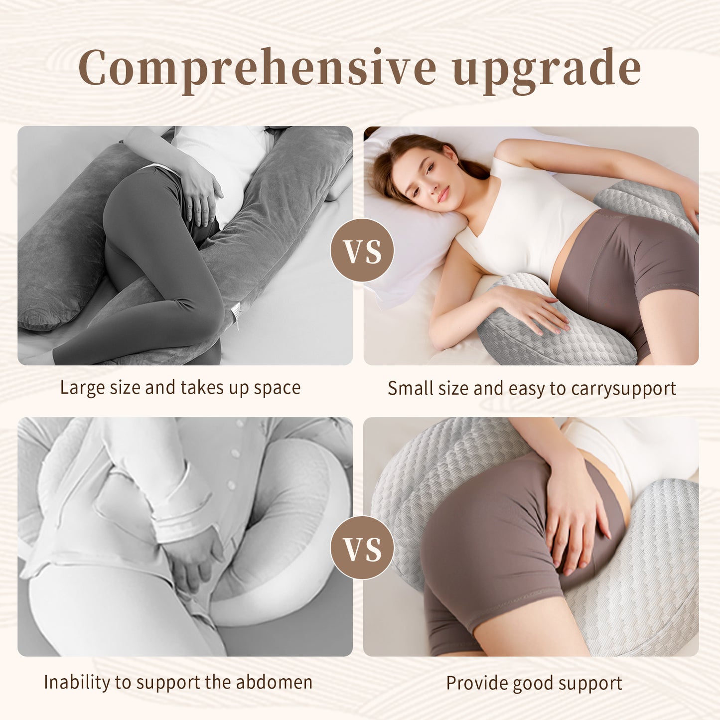 Cooling Pregnancy Pillow for Sleeping, Soft Maternity Pillow for Pregnant Women, Pregnancy Wedge Support for Back, Belly, Portable and Adjustable Body Pillow for Side Sleeper