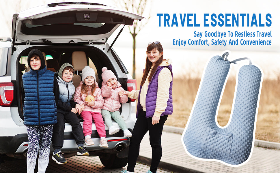 Car Seat Pillow and Travel Body Pillow,Neck Pillow for Kids and Adults,Removable and Washable Car Headrest Pillow,Road Trip Essentials