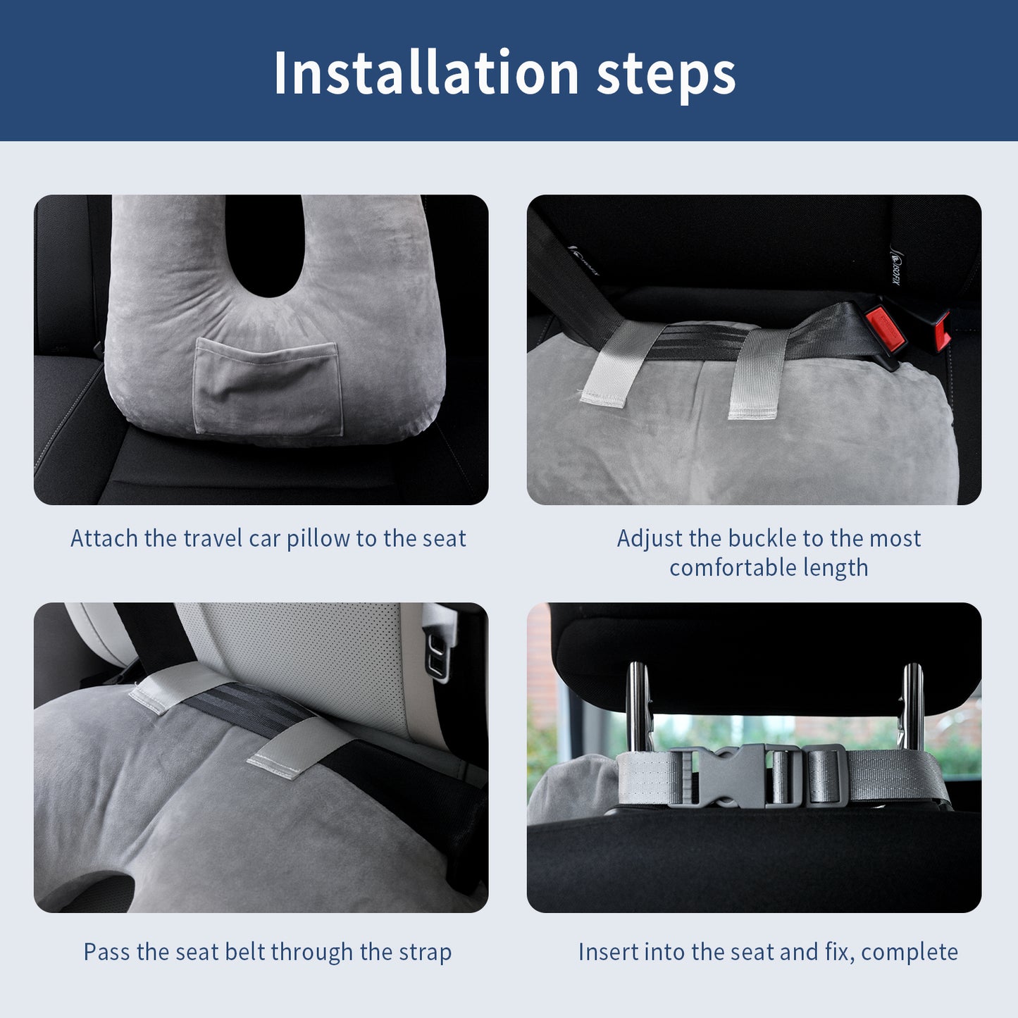 Travel Pillow Car Neck Pillow for Kids for Kids and Adults,Removable and Washable Car Headrest Pillow,Road Trip Essentials