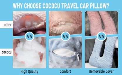 Travel Pillow Car Neck Pillow for Kids for Kids and Adults,Removable and Washable Car Headrest Pillow,Road Trip Essentials