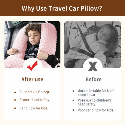 Car Seat Pillow and Travel Body Pillow,Neck Pillow for Kids and Adults,Removable and Washable Car Headrest Pillow,Road Trip Essentials