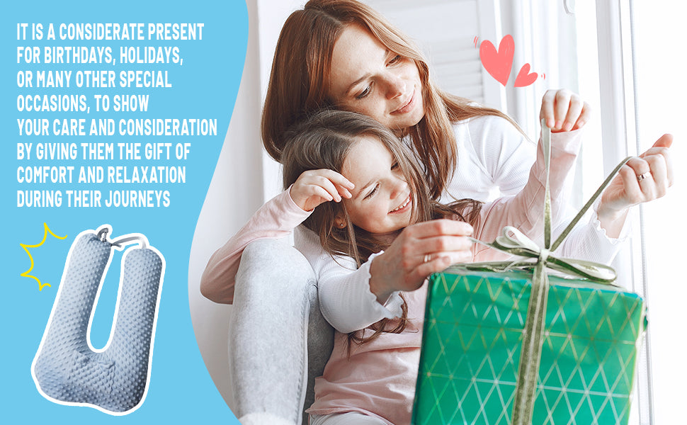 Car Seat Pillow and Travel Body Pillow,Neck Pillow for Kids and Adults,Removable and Washable Car Headrest Pillow,Road Trip Essentials