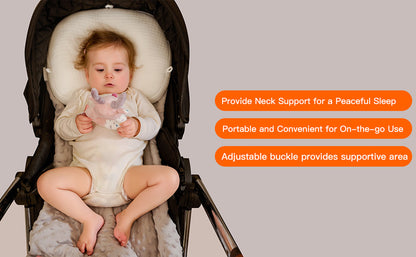 Portable Baby Travel Pillow,Adjustable Neck Infant Head Pillow,Support for Carseat,Soft and Breathable Ergonomic Design,White