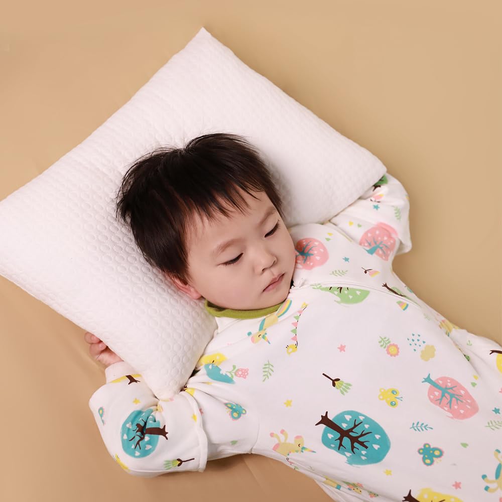 Toddler Pillow Flame Retardant Fabric 13x18 Sleeping Soft Pillows Children's Pillow Machine Washable, Great for Beds, Toddler Beds and Travel, White